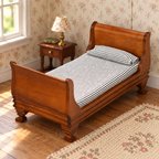 1:12 Chestnut Wooden Single Bed | KOBOONI