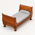 1:12 Chestnut Wooden Single Bed | KOBOONI