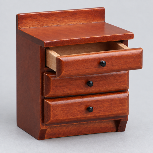 1:12 Wooden Three-Drawer Nightstand