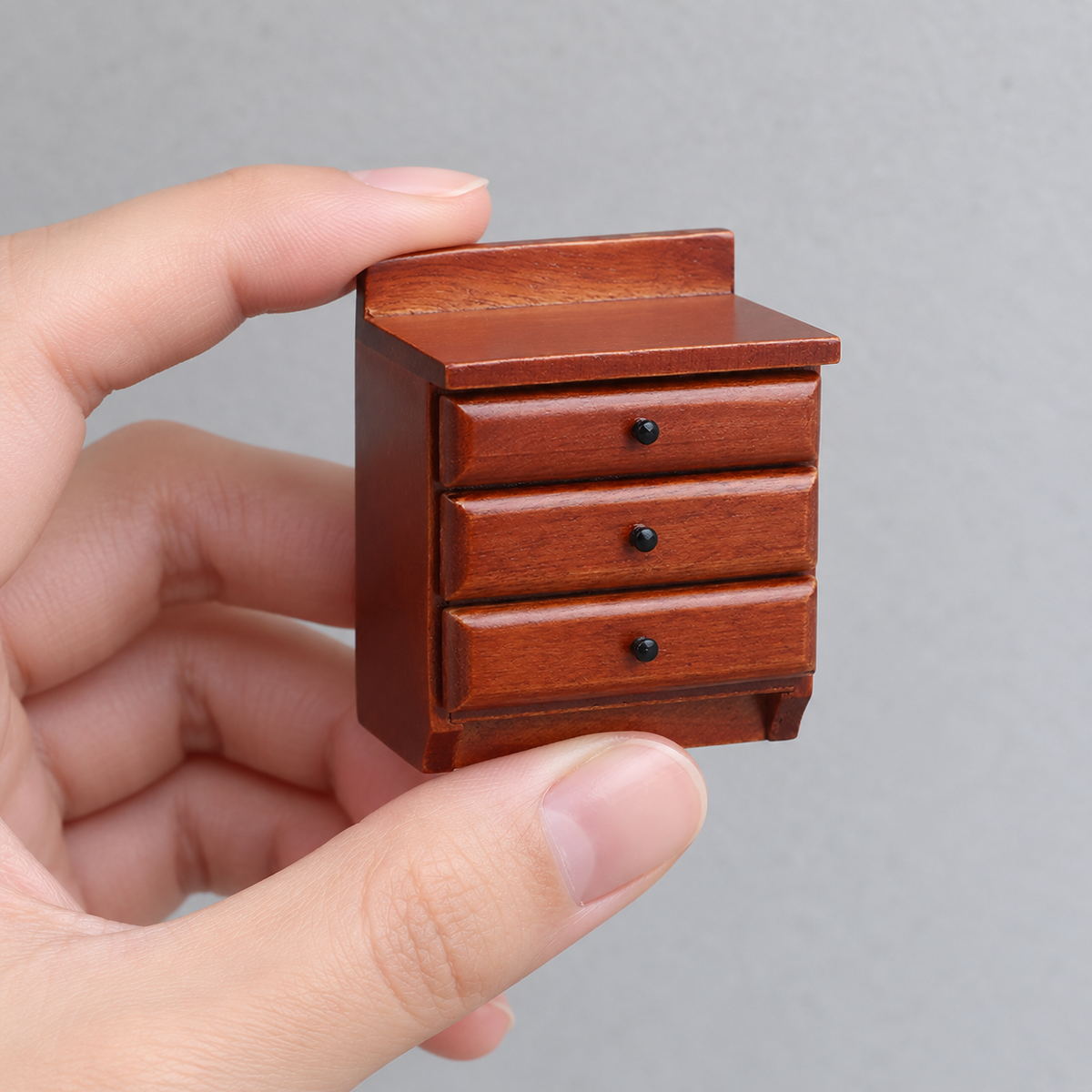 1:12 Wooden Three-Drawer Nightstand