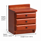 1:12 Wooden Three-Drawer Nightstand