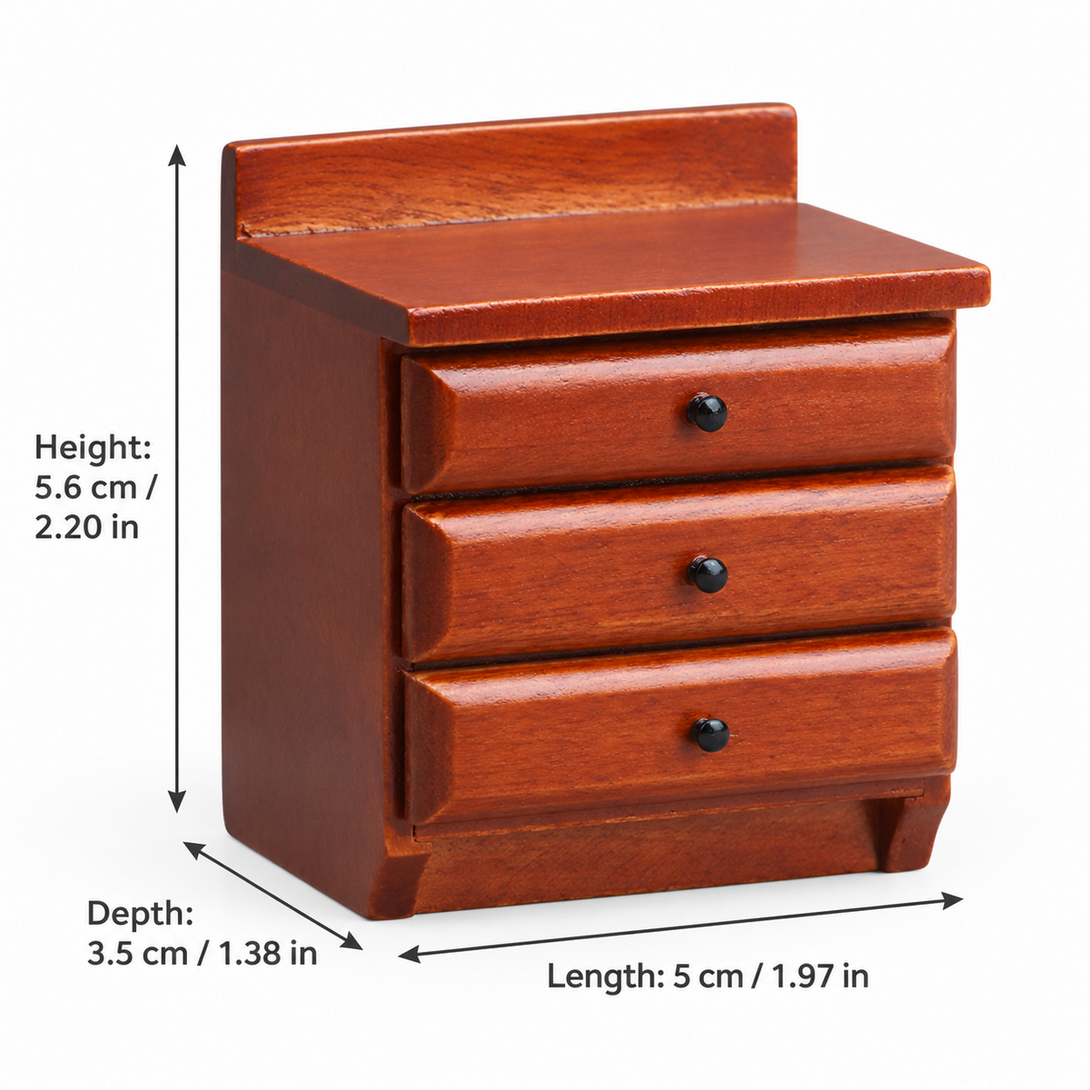 1:12 Wooden Three-Drawer Nightstand