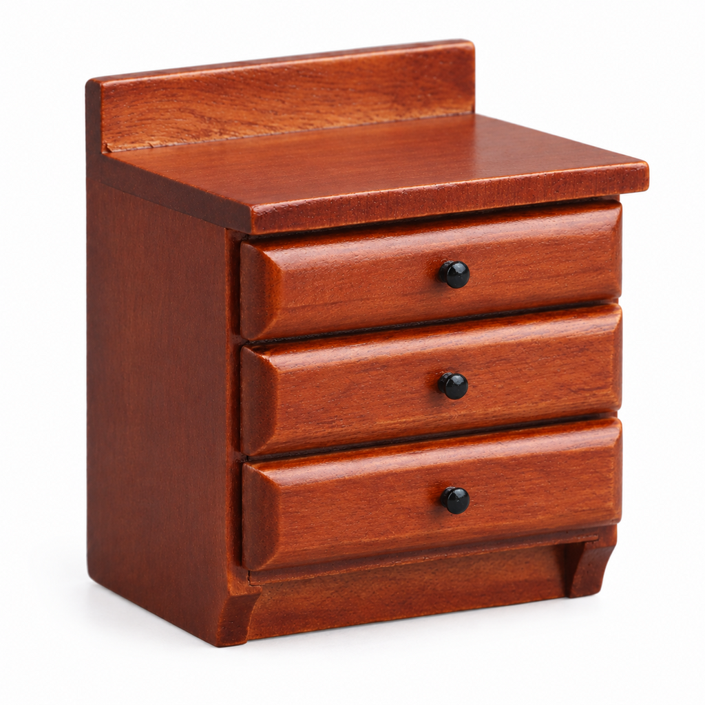 1:12 Wooden Three-Drawer Nightstand
