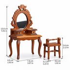 1:12 Wooden Vanity Table & Chair Set – Brown