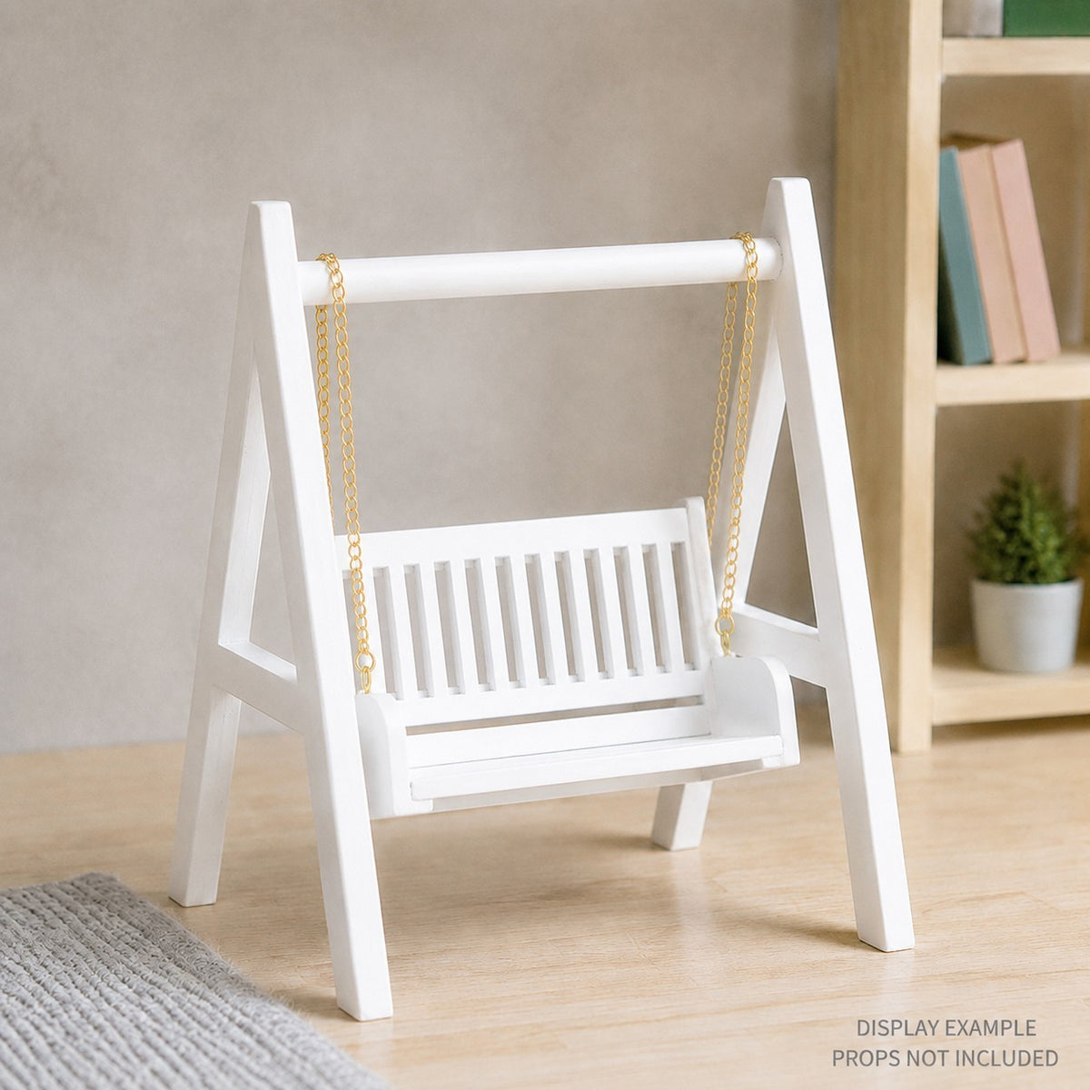 1:12 White Wooden Porch Swing Chair — main photograph